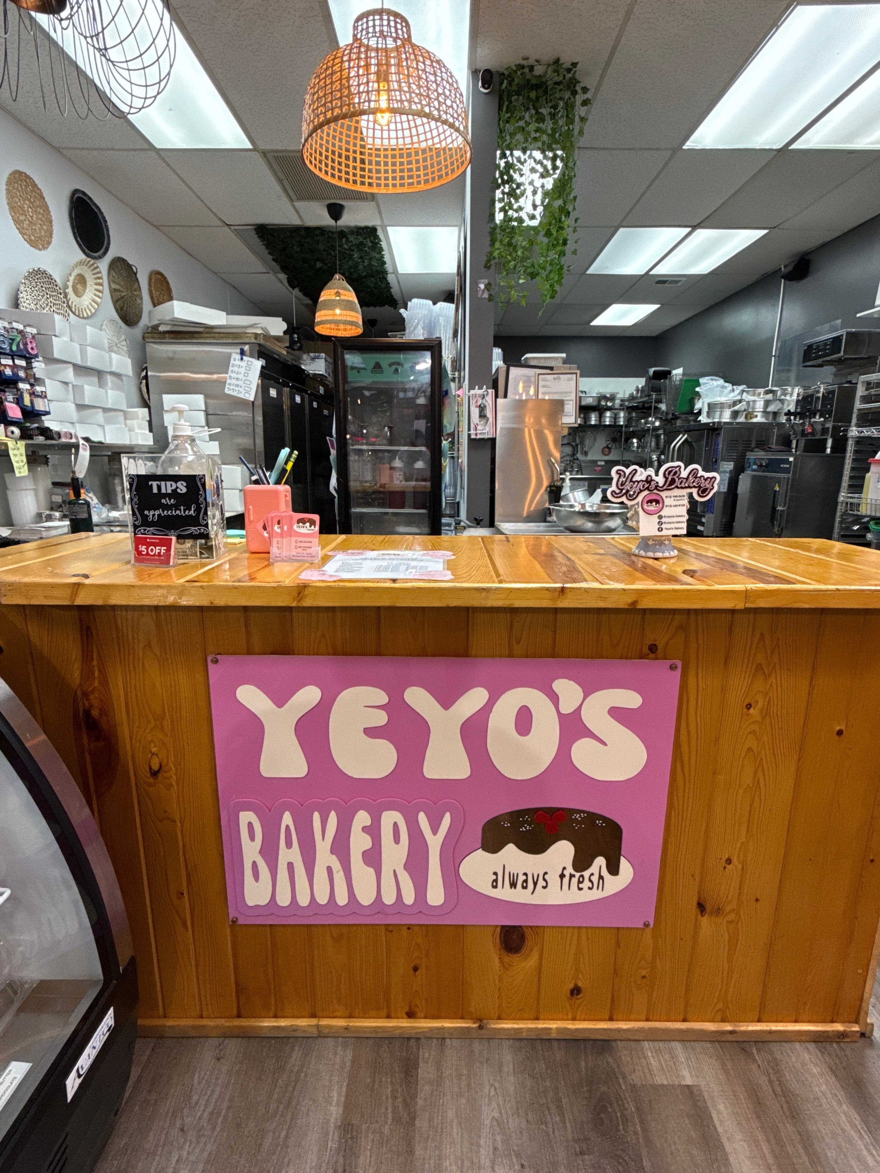 Yeyo's Bakery in Overland Park, Kansas — the front counter and desserts made fresh from scratch.